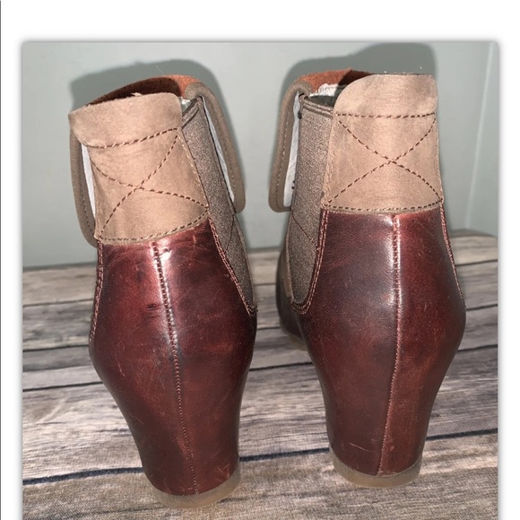 Merrell Wedgetarian Eve size 6.5 Cinnamon Smooth Brown Wedge Ankle Booties Shoes - Picture 3 of 5
